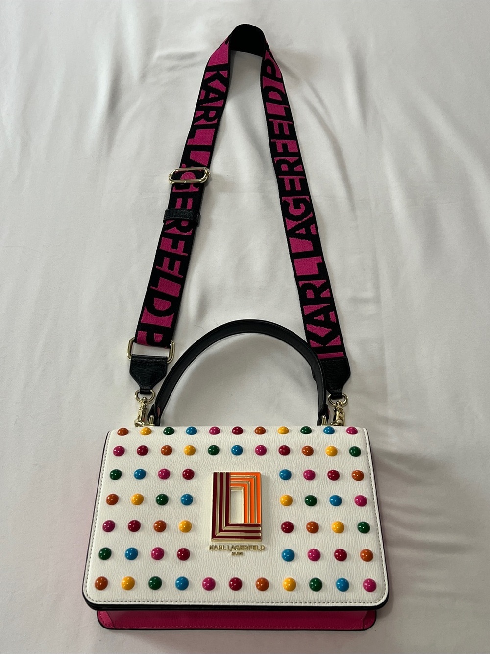Karl Lagerfeld Paris Simone Rainbow Studded Crossbody - Picture 5 of 14